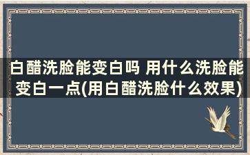 白醋洗脸能变白吗 用什么洗脸能变白一点(用白醋洗脸什么效果)